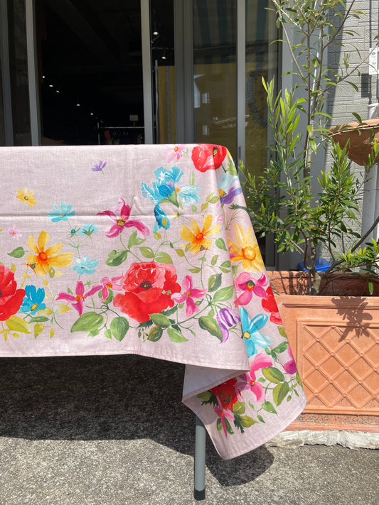 《フランス製コットン撥水クロス》テーブルクロス|ニューポピー|250cm×150cm