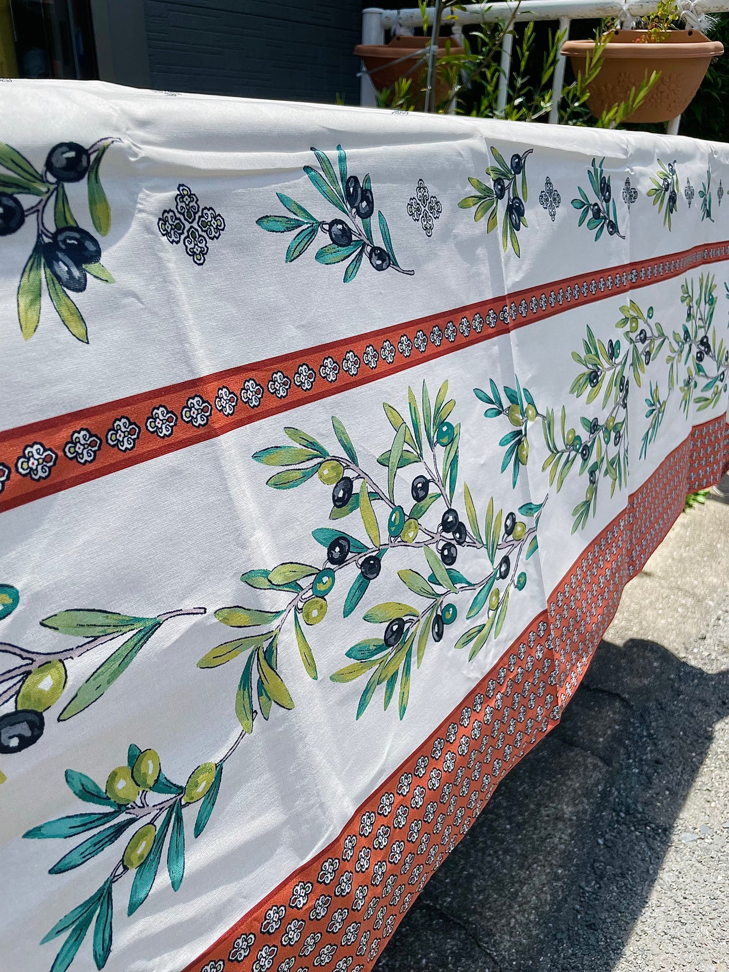 《フランス製コットン撥水クロス》テーブルクロス|ガランス|250cm×150cm