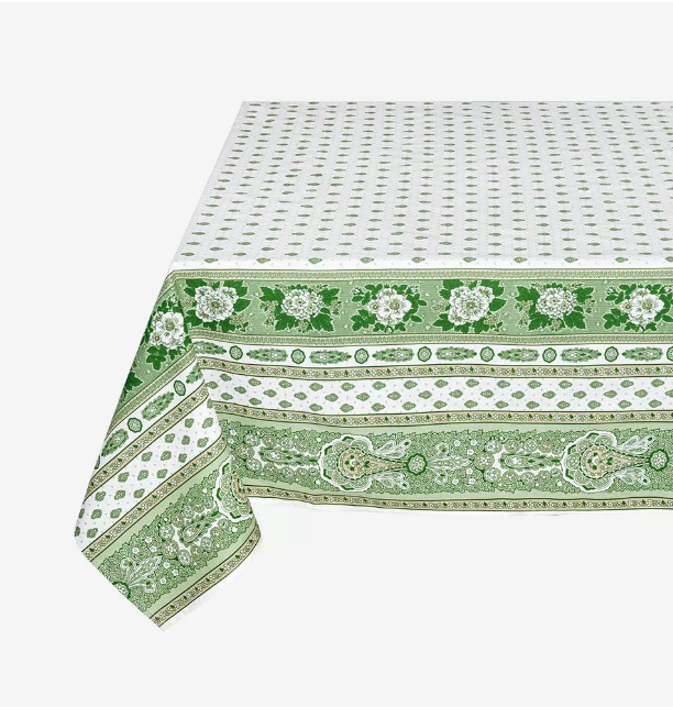 フランス　アンティーク　コットン　テーブルクロス 正方形に近い長方形) フランス アンティーク リネン テーブル